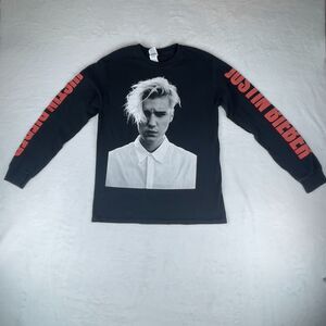 Gildan Sweatshirt Mens Small Black Long Sleeve‎ Justin Bieber Graphic Pullover
